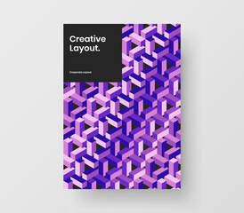 Isolated geometric tiles poster template. Multicolored book cover A4 vector design illustration.