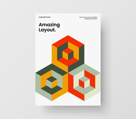 Fototapeta premium Bright geometric hexagons corporate identity template. Unique journal cover A4 vector design illustration.