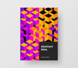 Trendy poster design vector illustration. Bright mosaic shapes annual report concept.