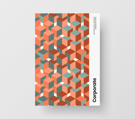Trendy mosaic shapes presentation template. Isolated book cover A4 vector design layout.