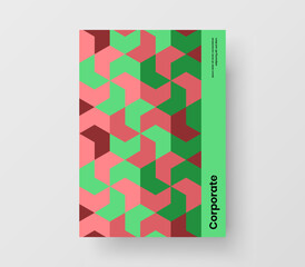 Vivid mosaic pattern placard template. Fresh company brochure design vector illustration.