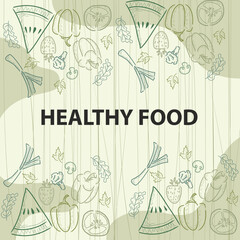 Healthy Food Traditional Hand Drawn Icons Sketch Hand Made Design Vector.