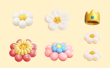 3D flower balloon art set