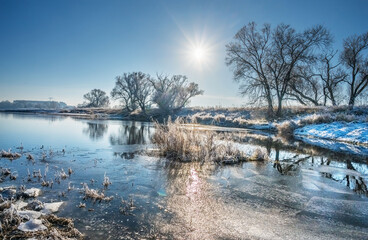 Winter am Flußufer ( Elbe)