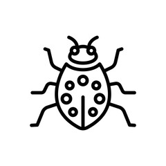 Black line icon for bug