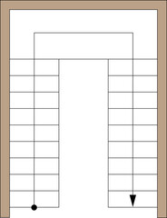 Stair for floor plan top view. Architectural element for scheme of apartments. Stairway icon and wall for interior project. PNG Construction symbol, graphic design element, blueprint