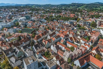 Fototapeta na wymiar Ausblick auf die Altstadt von Kempten im Allgäu