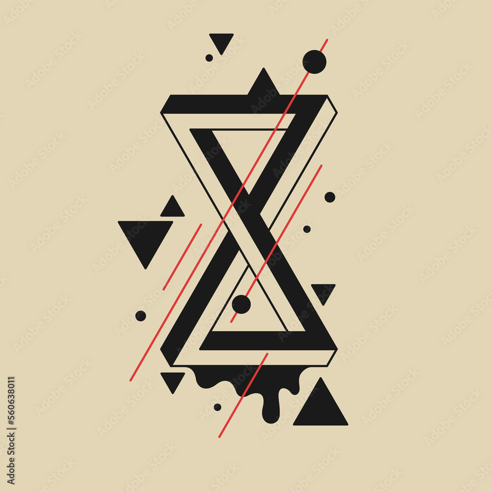 Poster impossible geometric shape and geometric elements. isolated 3d shape. an optical illusion.