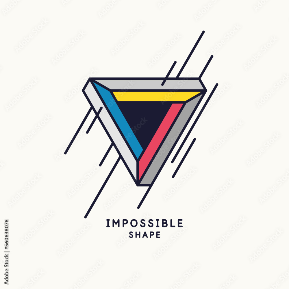 Poster impossible geometric shape. the penrose triangle. isolated 3d shape. a graphic element for your desi