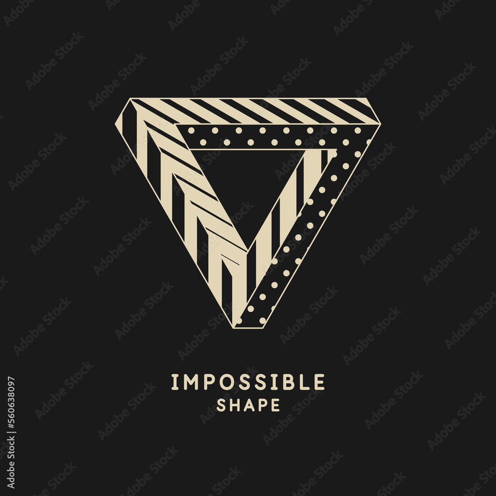 Poster impossible geometric shape. the penrose triangle. isolated 3d shape. a graphic element for your desi
