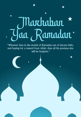 Ramadan kareem greeting card with mosque/masjid background