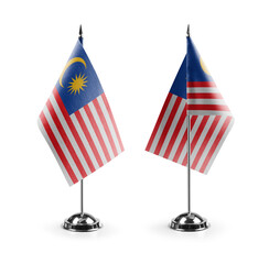Small national flags of the Malaysia on a white background