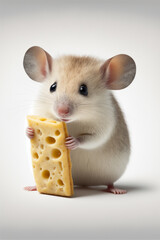 Generative AI illustration of mouse holding a piece of cheese