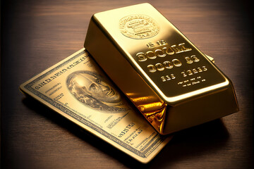 gold bar and investment coins. concept of savings and long-term earnings