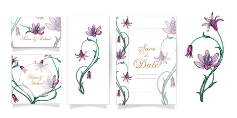 Set of floral wedding ornaments concept. Traditional art, magazine, book, poster, abstract, element.