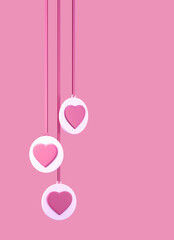 3d pink and white love heart with ribbon,3d render