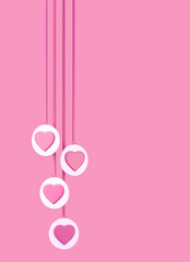 3d pink and white love heart with ribbon,valentine background,3d render