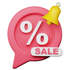 3d discount sale notification icon illustration

