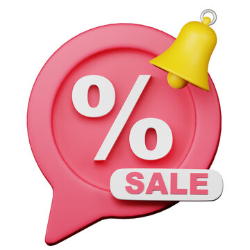 3d discount sale notification icon illustration
