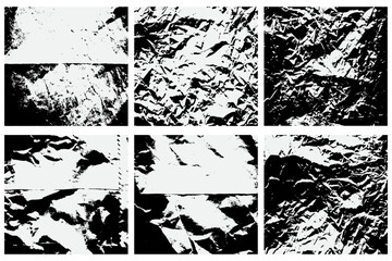 Obraz premium Set of the Black Old Blank Paper Old Ruined Rough Shabby Grunge Scratched Torn Torn Texture