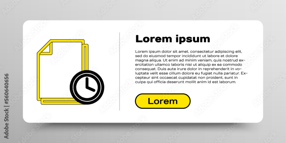 Poster line document with clock icon isolated on white background. document and countdown, deadline, schedu