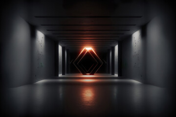 abstract geometry symmetric background with lights, generative ai