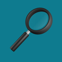 3d magnifying glass icon on the isolated image