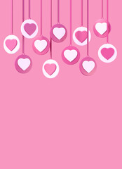 3d pink and white love heart with ribbon,valentine background,3d render