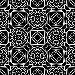 Vector pattern in geometric ornamental style. Black and white color.Seamless pattern.