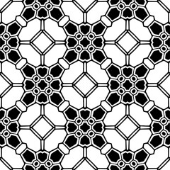Vector pattern in geometric ornamental style. Black and white color.Seamless pattern.