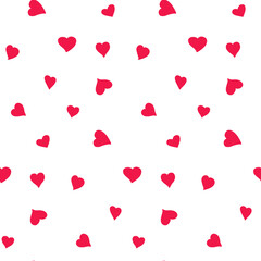 Heart Valentines day doodles seamless pattern. Love illustration hearts hand drawn background