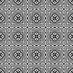 Vector pattern in geometric ornamental style. Black and white color.Seamless pattern.