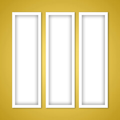 Collage photo frame 3 slide blank frame yellow background
