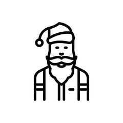 Black line icon for santa