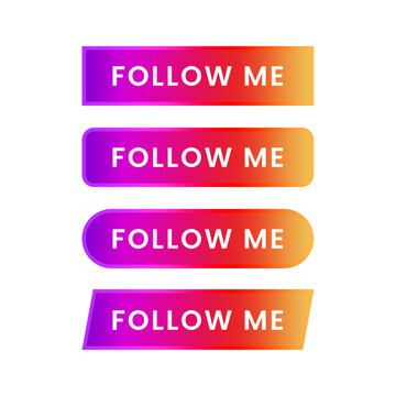 follow me buttons set social media element design 