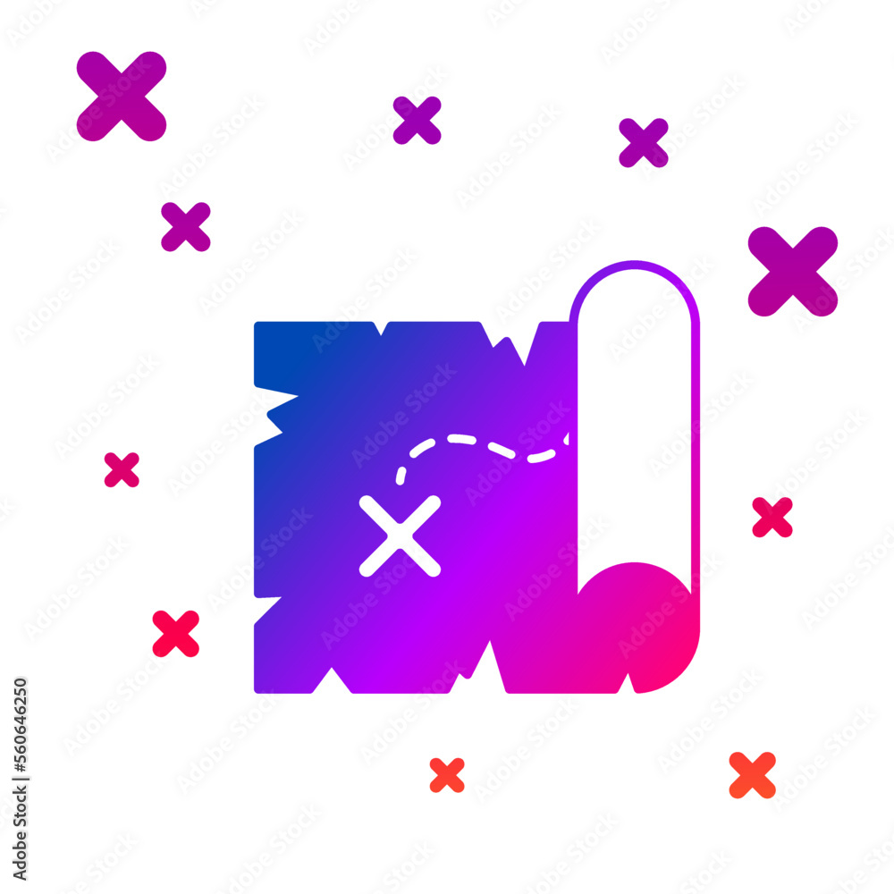 Poster color pirate treasure map icon isolated on white background. gradient random dynamic shapes. vector