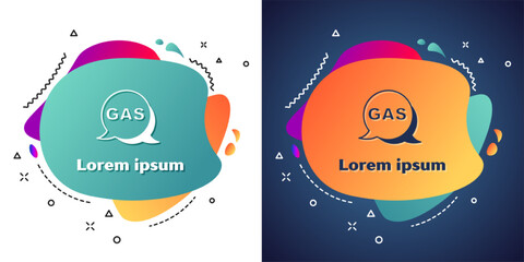 Naklejka premium White Location and petrol or gas station icon isolated on white and blue background. Car fuel symbol. Gasoline pump. Abstract banner with liquid shapes. Vector