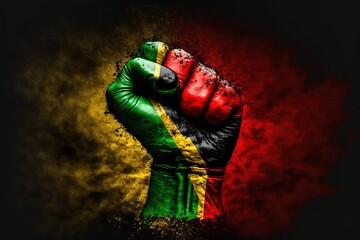 Black history month celebration symbol Fist in Pan-Arican colors Ai-Generated art