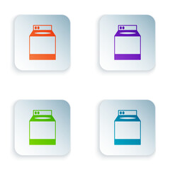 Color Washer icon isolated on white background. Washing machine icon. Clothes washer - laundry machine. Home appliance symbol. Set colorful icons in square buttons. Vector