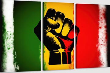 Black history month celebration symbol Fist in Pan-Arican colors Ai-Generated art