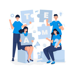 Marketing team teamwork profile flat illustration design