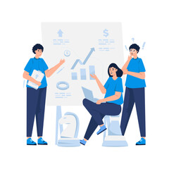 Marketing management discussion flat illustration design