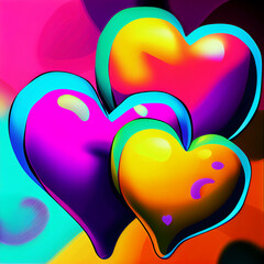 Colorful Puffed Hearts created with Generative AI Technology - 560647811