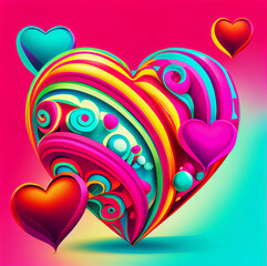 Pop Art Style Heart created with Generative AI Technology - 560647817