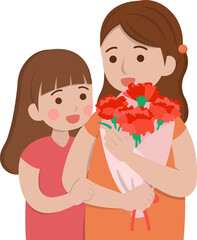 Mother and daughter cartoon character illustration, mother's day element