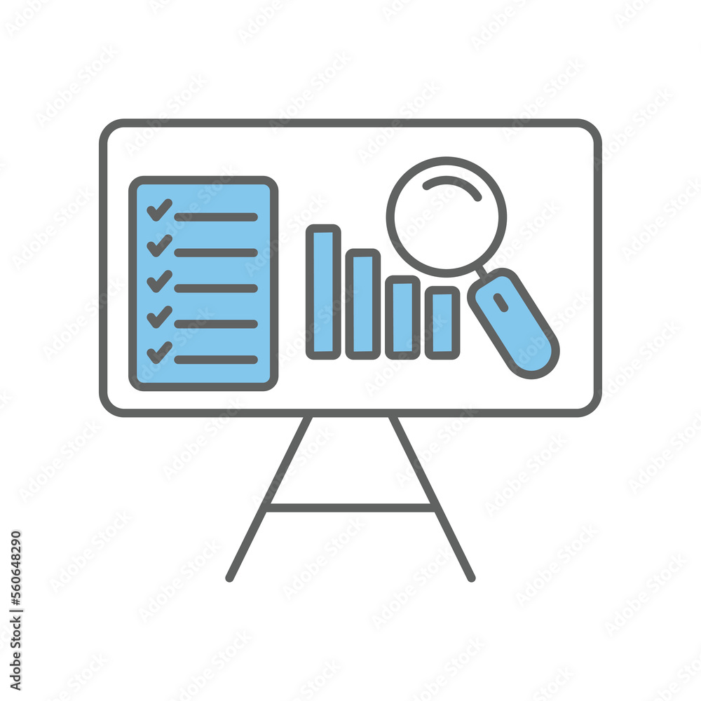 Poster presentation board icon illustration. icon related to project management. flat line icon style. simp