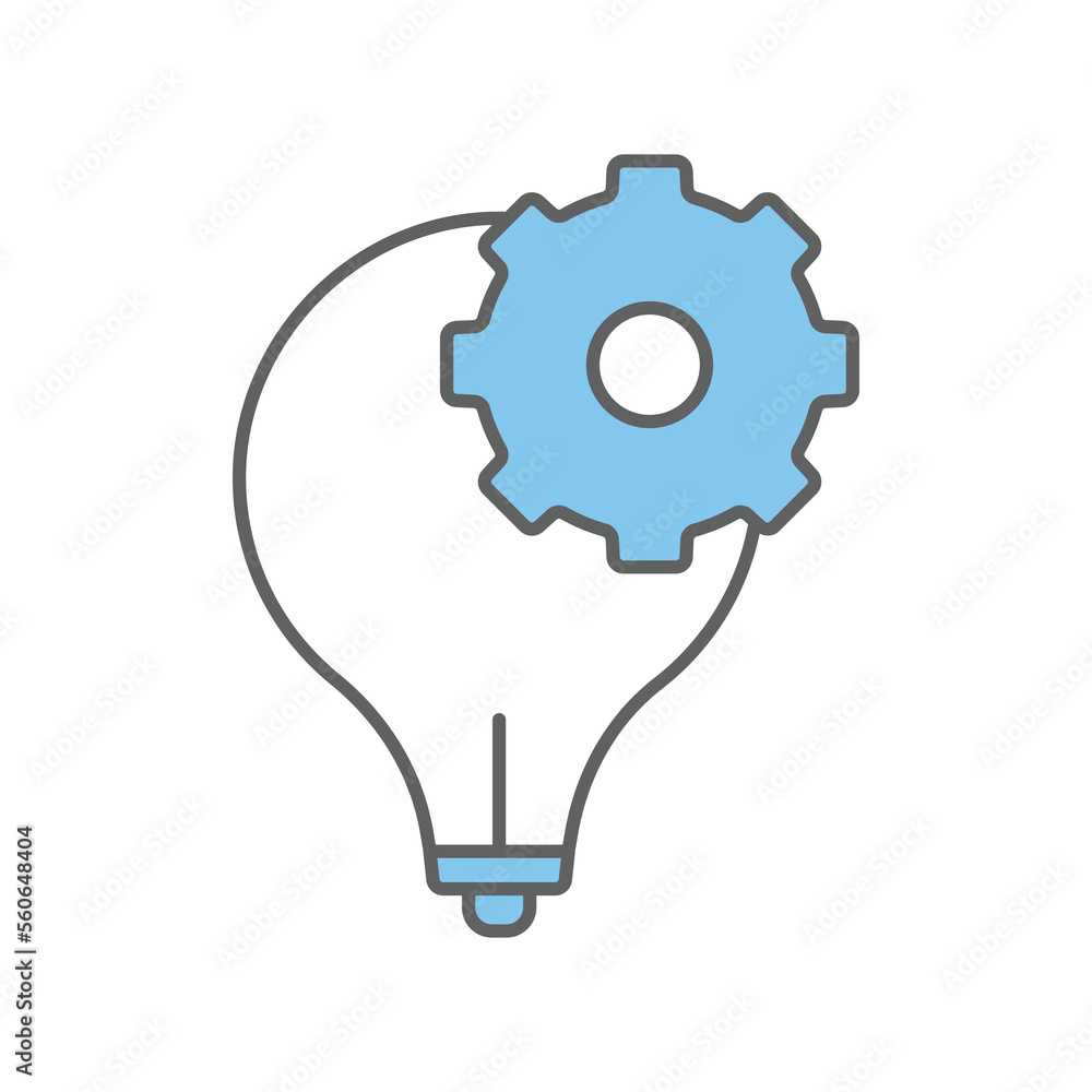 Poster light bulb icon illustration with gear. suitable for project innovation icon. icon related to projec