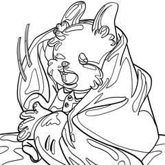 컬러링시트 0005 : animal_wakeup_rabbit_kid