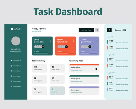 Task Dashboard UI Kit. Suitable for task, activity and project purpose.