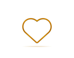 gold heart frame. icon or symbol of loves. happy valentine's day. 3d and realistic concept design. vector elements. shining, glossy, and looks luxurious